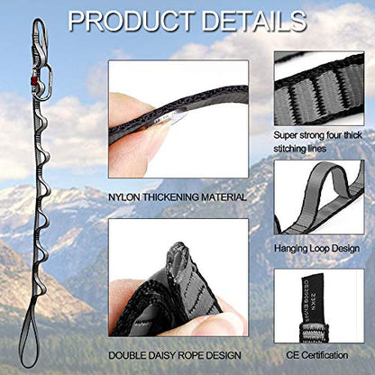 DASKING 23KN (5070 lbs) Heavy Duty Straps - 2 Pack Adjustable Daisy Chain Webbing for Aerial Yoga, Hammock, Fitness & Rigging - CE/EN566 Certified, Red/Grey - color: Grey