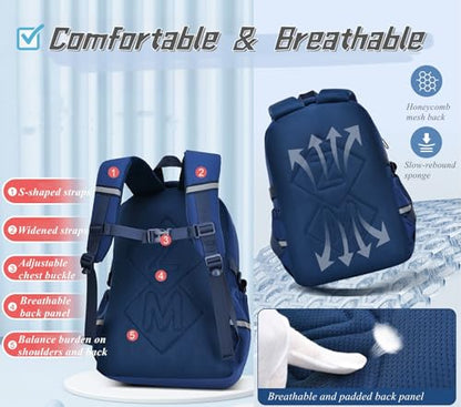 Bansusu Camo Backpacks for Boys Middle School Elementary, Camouflage School Bags Bookbags Kids Back Packs for Teens Boys - color: Style D - Black/Blue