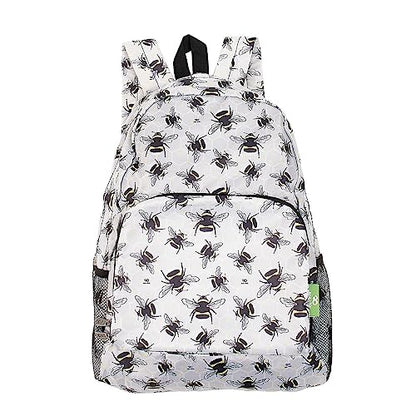 ECO CHIC Hiking Lightweight Packable Backpack - Foldable Daypack for Travel & Hiking & Outdoor Adventures - Waterproof Backpack from Recycled Materials (Bumble Bees Grey) - color: Bumble Bees Grey