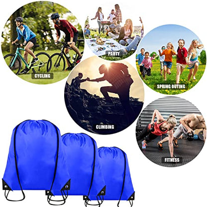 Grneric Drawstring Backpack Bulk 100Pcs Cinch Bag, Polyester Drawstring Bags for Gym Beach Sports Short Trip Party (Navy Blue) - color: Navy Blue