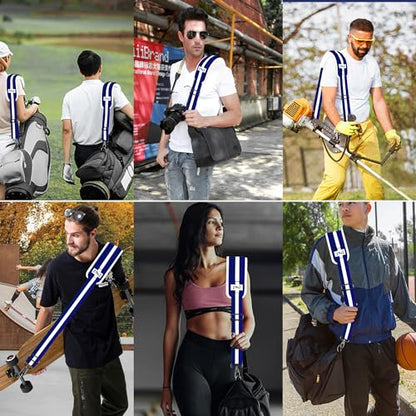 ZINZ 74" Shoulder Strap with Fixed Pad and Dual Balanced Buckles，Blue-White-Blue Stripe - color: Blue-white-blue Stripe