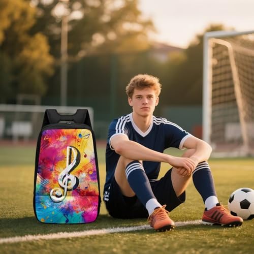 18.5in Basketball Backpack Basketball Bag with Shoe Compartment & Ball Holder, Waterproof Bag for Soccer Volleyball - color: Colorful Music Note Print