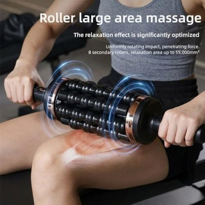 Electric Rolling Percussive Massager, Electric Fascia Roller Massager with Hands-Free Base, Rechargeable Fascia Roller for Back, Legs, Feet, Deep Tissue Muscle Recovery (Blue) - color: Blue