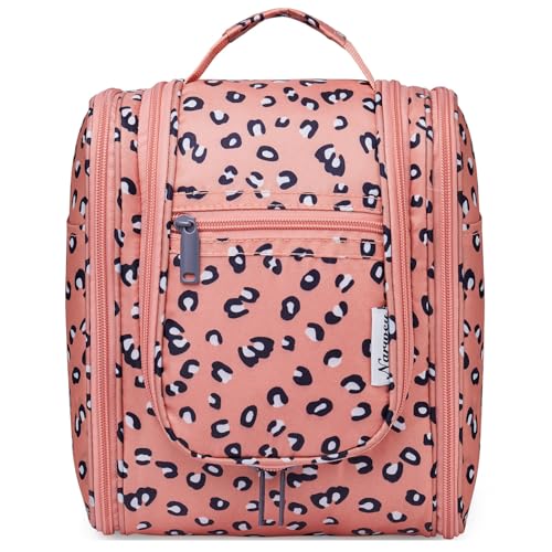 Narwey Cheetah Small Hanging Toiletry Bag Women Travel Makeup Bag Organizer Toiletries Bag for Travel Size Essentials Accessories Cosmetics (Medium, Orange Leopard) - color: B-Orange Leopard, size: Medium