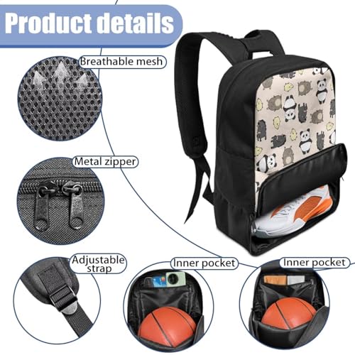 Basketball Backpack With Separate Ball Compartment And Shoes Fit Basketball Volleyball Football - color: Cute Animals