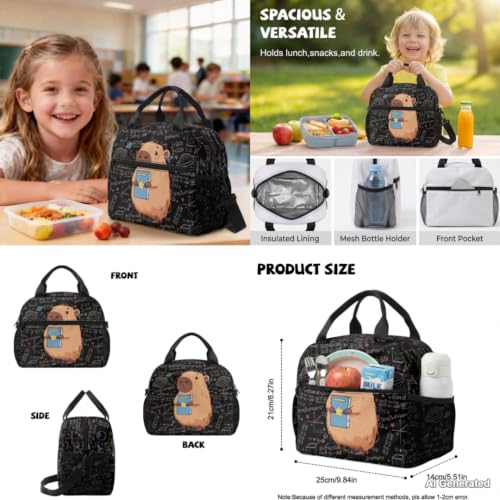 Capybara Backpack for Girls Back to School Backpack with Lunch Box Pencil Case and Water Bottle Holder 4PCS Set Girls Backpacks Ages 8-10 Large Capacity School Supplies - color: Capybara