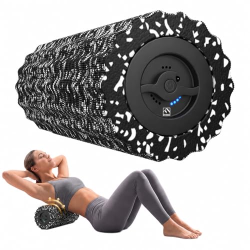 FITINDEX Vibrating Foam Roller for Muscle Deep Tissue, Back Pain Relief, Leg Foot Neck Massager, Exercise, Pilates, Muscle Recovery, Physical Therapy, 4-Speed, Rechargeable, Black - color: Black