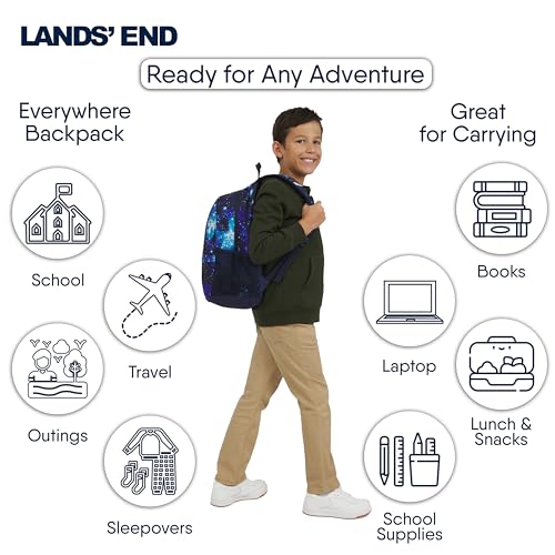 Lands' End Unisex Kids Medium ClassMate Lightweight Durable Elementary School Backpack, Pro Star Navy - color: Pro Star Navy