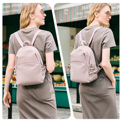 GOLF SUPAGS Stylish Laptop Backpack Purse for Women Girls Casual Travel Daypack Mini Backpack Handbag Nylon Bookbag - color: Soft Pink