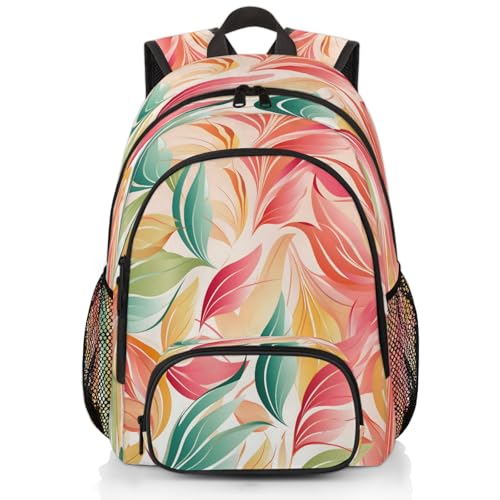 Floral Leaves Laptop Backpack for Women Men, Work Computer Backpacks, 18.3 Inch Large Computer Nurse Teacher Bags Travel Casual Daypack - color: Multicolor 4