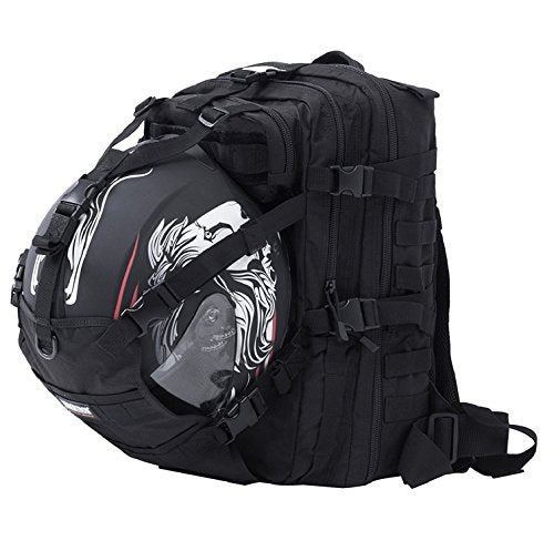 Seibertron Waterproof Large Capacity Molle Motorcycle Helmet Holder/Cycling Helmet Storage/Hiking Helmetcatch Bag/Backpack Also Fit Basketball Football Soccer Backpack Black - color: Black
