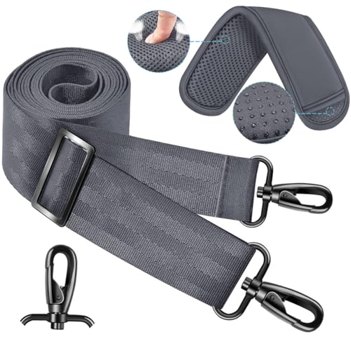 ZINZ 60 Inch Shoulder Strap with Removable Ultra-Thick Pad, Adjustable Buckles Shoulder Crossbody Strap for Luggage Bag - color: Dark gray