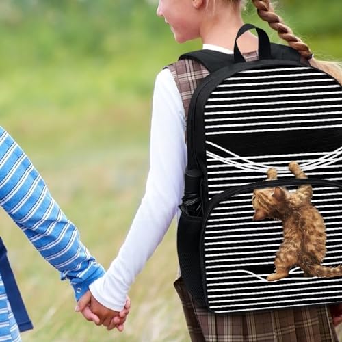 Talayituse Funny Cat Print Backpack Kids School Bags Casual Lightweight Daypack with Adjustable Padded Straps Large Capacity Travel Rucksack Elementary School Students Boobags for School Hiking - color: Funny Cat