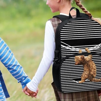 Talayituse Funny Cat Print Backpack Kids School Bags Casual Lightweight Daypack with Adjustable Padded Straps Large Capacity Travel Rucksack Elementary School Students Boobags for School Hiking - color: Funny Cat