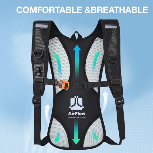 KUYOU Running Hydration Vest - Lightweight Insulated Hydration Backpack with 2L Water Bladder, Adjustable Chest Straps and Reflective Water Backpack for Running Marathon Race Hiking Cycling - color: Orange