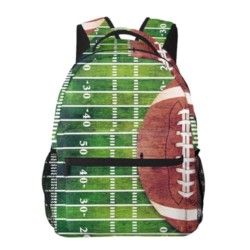 American Football Field Ball Backpack For School Laptop Bags Bookbag Big Casual Daypack For Student Girls Boys Kids Teens Travel Sports Work - color: American Football Field Ball