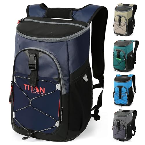 Titan by Arctic Zone Backpack Cooler, Insulated Soft Sided Bag with Leak Proof Lining and Padded Straps, for Lunch, Picnic, and Travel, 24 Can Capacity - color: Blue
