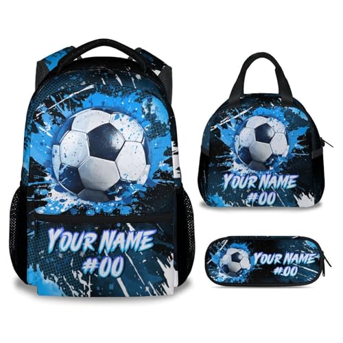 COZYAURA Kids Backpack - Personalized Soccer Backpacks Set for Boys Girls - School Bookbag with Lunch Box - Sport Themed Book Bag for Elementary Middle School - color: Style-1