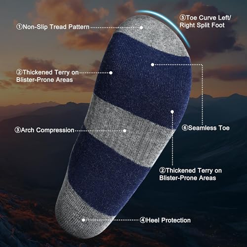 innotree Men's Merino Wool Hiking Socks 3 Pairs, Moisture Wicking Cushioned Breathable Crew Socks for Hiking Walking Trekking - color: Grey-brown,grey-white,black-red, size: Medium