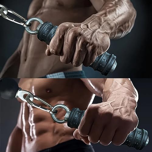 BLUSLM Ergonomic Tricep Rope Pulldown Attachments, Upgraded 27 32 40 & 47 Inch Extra Long Triceps Rope Cable Attachments for Gym, LAT Pull Down Bar for Cable Machine, Tricep Workout Cable Attachments - color: SINGLE HANDLE-1