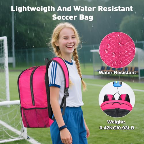 Soccer Backpack with Seperate Compartment, Water Resistant Sport Bags fit for Basketball, Volleyball, Football - color: Pink 2.0