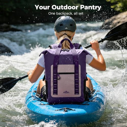 Lekesky Backpack Cooler, 30L Soft Lightweight Cooler Bag, Waterproof for Beach, Travel, Camping, Picnic, Hiking (20 CAN Grey) - color: Purple