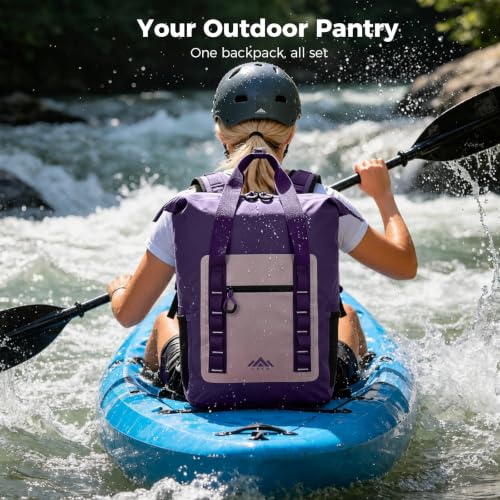 Lekesky Backpack Cooler, 30L Soft Lightweight Cooler Bag, Waterproof for Beach, Travel, Camping, Picnic, Hiking (20 CAN Grey) - color: Purple