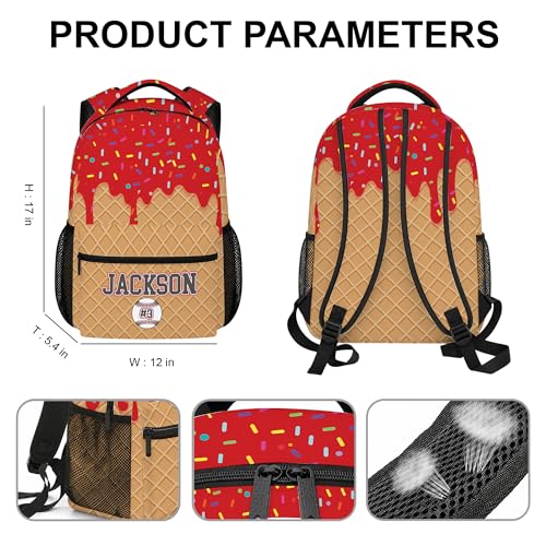 Personalized Baseball Drip Backpack, Blue Ice Cream Print Travel Bag, Multi Pocket Everyday Backpack (#10) - color: #10