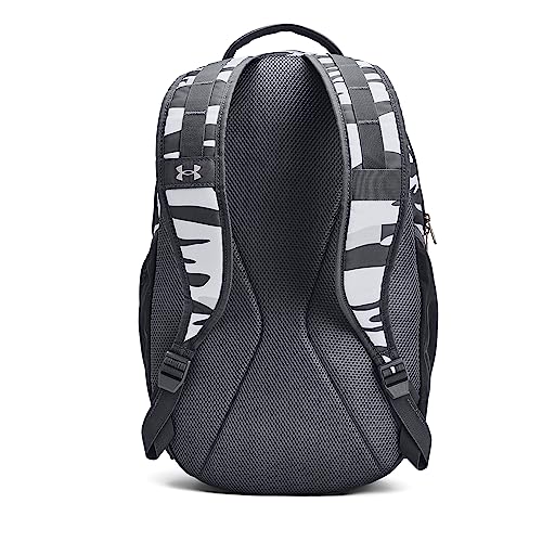 Under Armour Unisex Hustle 5.0 Backpack - color: (019) Pitch Gray / / Metallic Champagne Gold