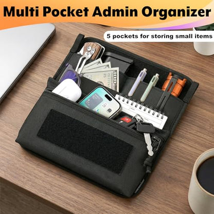 Tactical Bag Organizer Insert Pouch Modular Backpack Insert Panel Multi Pocket Admin Organizer EDC Tool Pouch, Hook and Loop Attachment for Backpack, Tactical Vest & Bag
