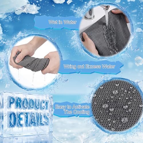 Honoson 20 Pcs12x25 Inch Cooling Hoodie Towel Bulk for Neck and Face 40x12 Inch Quick Dry Sweat Towels Instant Ice Cold Towel for Hot Weather Run Yoga Gym(Light Gray,Dark Gray) - color: Light Gray,dark Gray