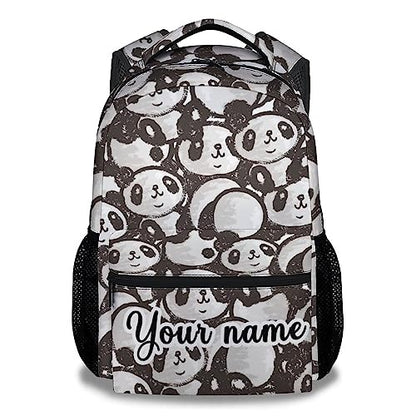 Personalized Panda Backpack for Girls Boys, 16 Inch Panda Theme Bookbag with Adjustable Straps, Durable, Lightweight, School Bag with Large Capacity - color: Panda2-1