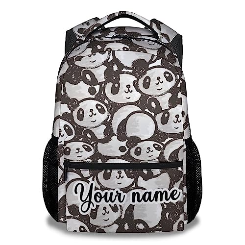 Personalized Panda Backpack for Girls Boys, 16 Inch Panda Theme Bookbag with Adjustable Straps, Durable, Lightweight, School Bag with Large Capacity - color: Panda2-1