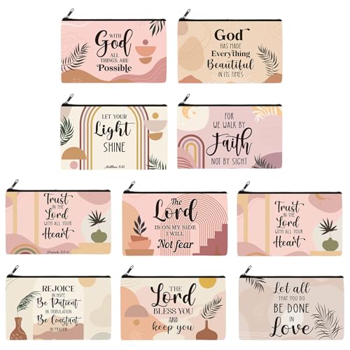 Reginary 20 Pcs Makeup Bags Gifts for Women Canvas Cosmetic Bags with Zipper Bulk Gift for Women Travel Purse Organizer Pouch Accessory, Toiletry Large Capacity, 7 x 4.3 Inch(Boho Religion) - style: Boho Religion