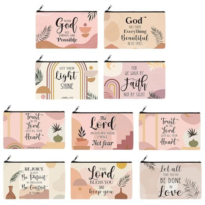 Reginary 20 Pcs Makeup Bags Gifts for Women Canvas Cosmetic Bags with Zipper Bulk Gift for Women Travel Purse Organizer Pouch Accessory, Toiletry Large Capacity, 7 x 4.3 Inch(Boho Religion) - style: Boho Religion