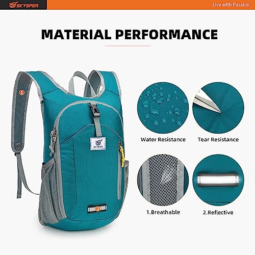 SKYSPER 10L Hiking Backpack Small Hiking Daypack Packable Lightweight Travel Day Pack for Women Men(Cyan) - color: Cyan
