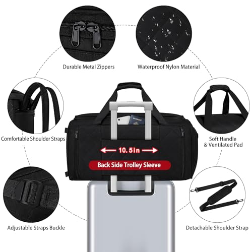 Convertible Garment Bags for Travel - Carry on Garment Duffle Bag with Backpack Straps for Men Women, 4 in 1 Large Travel Duffel Bags with Shoes Compartment Hanging Suit Dress Weekender Bag 3pcs Set - color: D2-Black