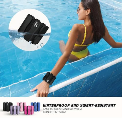 Ankle Wrist Weights for Women Men, One Pair of 2lbs/3lbs/4lbs Adjustable Arm & Leg Weights Silicone Wearable Weighted Bracelet for Pilates Yoga Walking Running Home Gym Fitness Strength Training Weight Loss Exercises Physical Therapy Dance Swimming Water