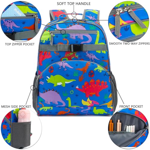 FlowFly Kids Backpack for Toddler Boys Girls, Simple Lightweight Bookbag for Daycare Kindergarten Elementary School Travel, Small Modern Bag (Large), Dinosaur - color: Dinosaur, style: Kids Large: 17l