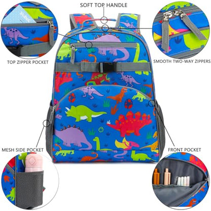 FlowFly Kids Backpack for Toddler Boys Girls, Simple Lightweight Bookbag for Daycare Kindergarten Elementary School Travel, Small Modern Bag (Large), Dinosaur - color: Dinosaur, style: Kids Large: 17l