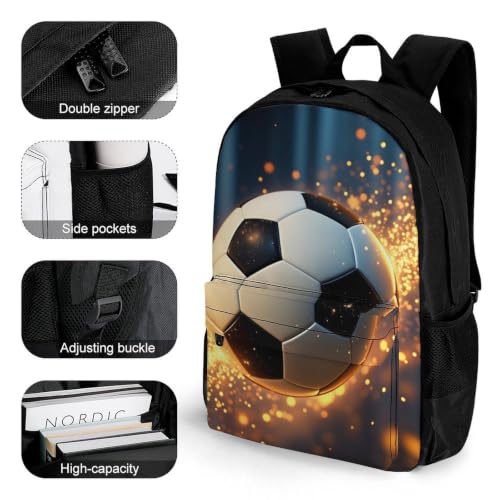 Football Flame Backpack, Durable Polyester Daypack with Laptop Compartment, Reinforced Bottom, Adjustable Shoulder Straps And Multi Pockets for Travel And Daily Use - color: Football Flame