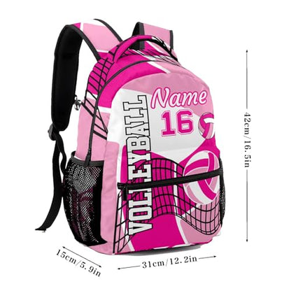 Customized Volleyball Pink Waterproof Backpack with Name for Hiking Camping Picnic - color: Backpack 13