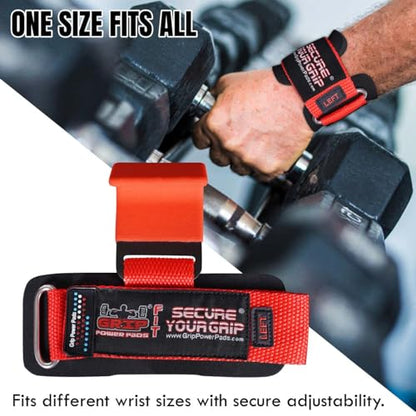 Weight Lifting Rod Hooks Heavy Duty Wrist Wraps Power Weight Lifting Training Gym Grips Straps Set of 2 - color: JET RED, size: WOMEN-Wrist Size Small/Medium