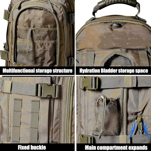 Miramrax Tactical Backpack Military Hiking Daypack - Molle Backpack for Men 3 Day Assault Pack Bug Out Bag for Camping Travel Army Hunting Gym Rucksack Survival (Green) - color: Green