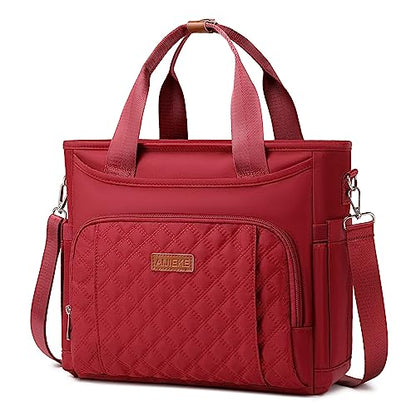 AIJIEKE Large Insulated Lunch Bag for Women, Leakproof Work Lunch Box Tote | Keeps food fresh 8-12 hours. Spacious multi-pocket design with a removable strap. Water-resistant and easy-wipe interior - color: Red