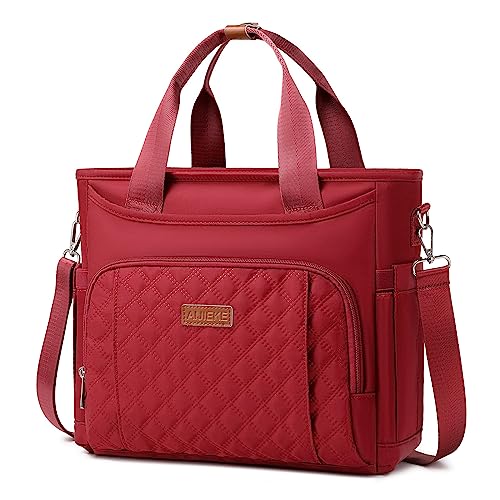 AIJIEKE Large Insulated Lunch Bag for Women, Leakproof Work Lunch Box Tote | Keeps food fresh 8-12 hours. Spacious multi-pocket design with a removable strap. Water-resistant and easy-wipe interior - color: Red