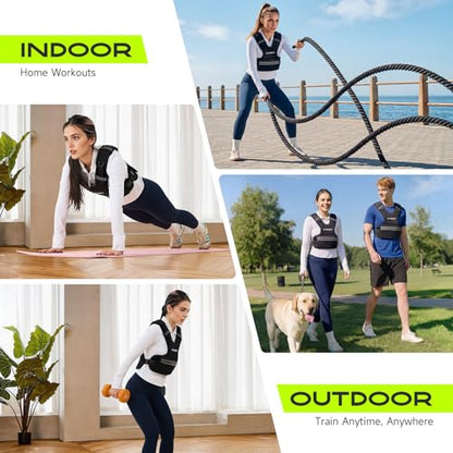 Weighted Vest, 8-14lb/9-15lb/11-20lb/20-32lb Silicone Soft Iron Adjustable Weight Vest for Women Men with 6 Removable Blocks, Shoulder & Waist Adjustable Workout Vest for Training Walking Yoga - size: 9-15lbs