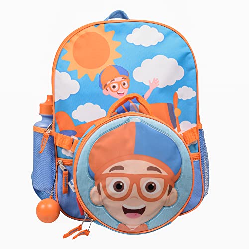 AI ACCESSORY INNOVATIONS Blippi Girls & Boys Toddler Pre school 4 Piece Backpack Set, Kids 16" School Bag with Front Zip Pocket, Blue - color: Blippi