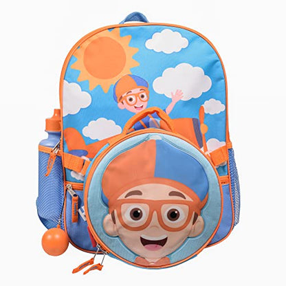 AI ACCESSORY INNOVATIONS Blippi Girls & Boys Toddler Pre school 4 Piece Backpack Set, Kids 16" School Bag with Front Zip Pocket, Blue - color: Blippi