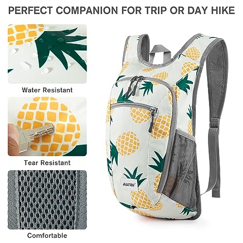 G4Free 10L/15L Hiking Backpack Lightweight Packable Hiking Daypack Small Travel Outdoor Foldable Shoulder Bag - color: Yellow Pineapple, size: 10L